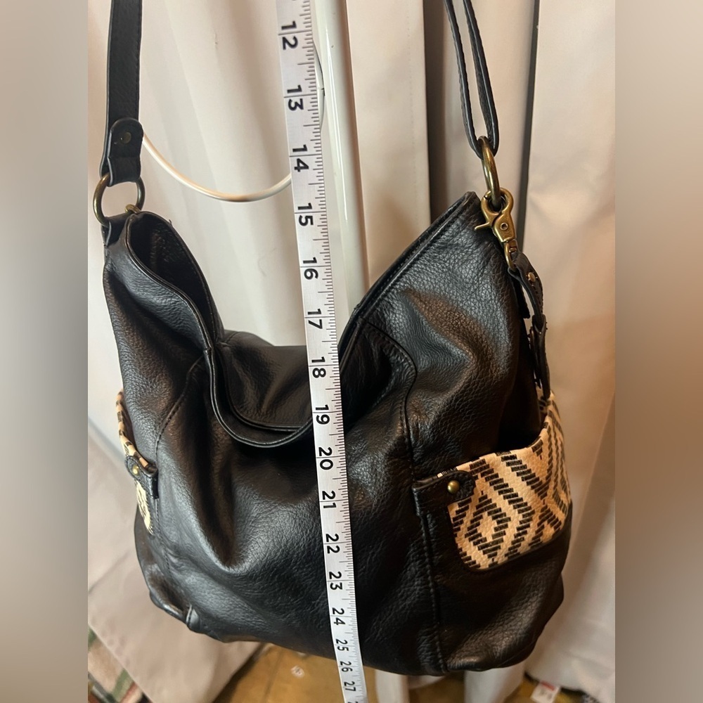 Born Black Leather Shoulder Bag with Tassel - Picture 4 of 13